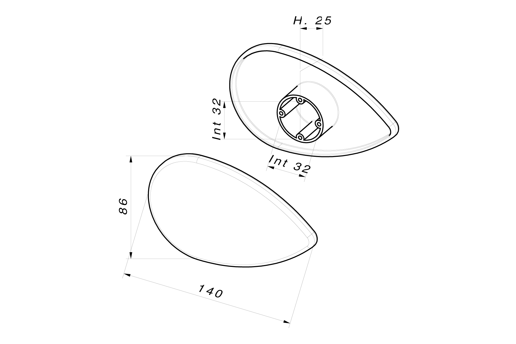 M2205/F - Technical drawing